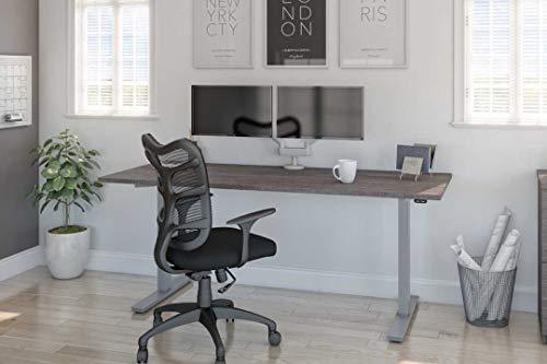 Bestar Bestar Upstand Standing Desk with Dual Monitor Arm, Ergonomic Electric Table for Home Office, 72W x 30D, Bark Grey