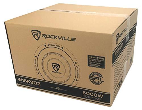 Rockville (2) Rockville W15K9D2 15" 10,000w Car Audio Subwoofers+Sealed Sub Box Enclosure