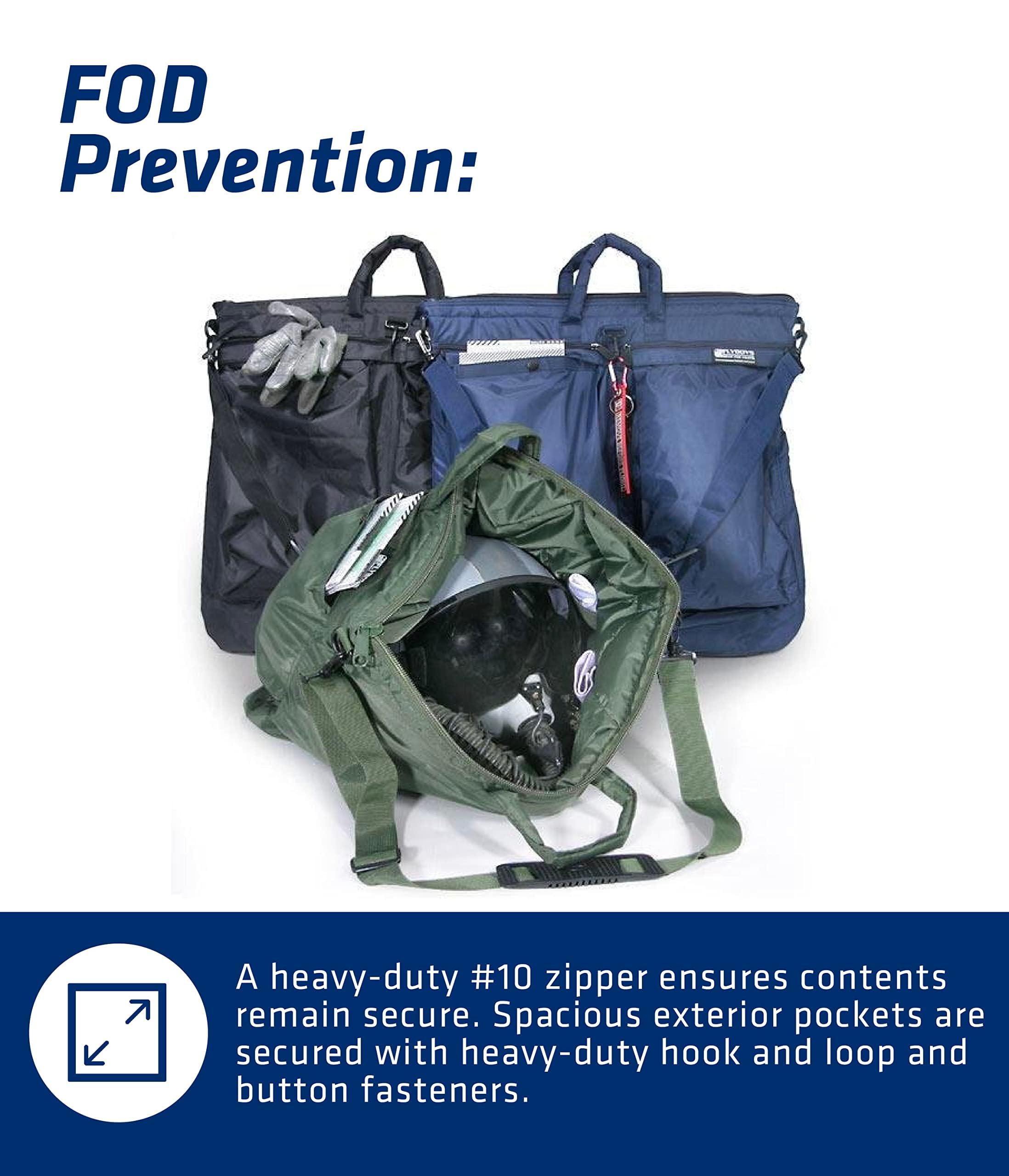 FLYBOYS FlyBoys Jumbo Helmet Bag - Fits All Military-Issued & Civilian Flight Helmets - Expanded Capacity, Nylon Shoulder Bag - for Professional Pilots, General Aviation - 19.5 in X 20 in - Black