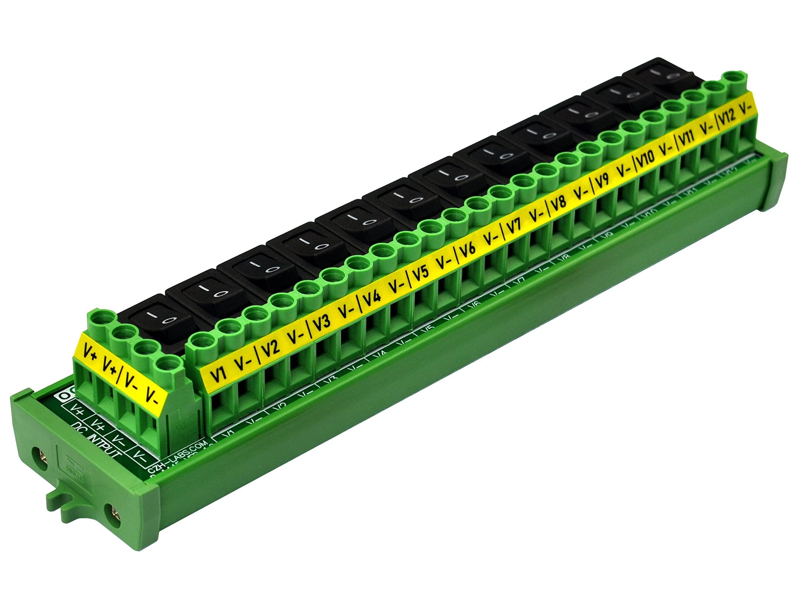 OONO Screw Mount 12 Channel Rocker Switch DC Power Distribution Strip Module