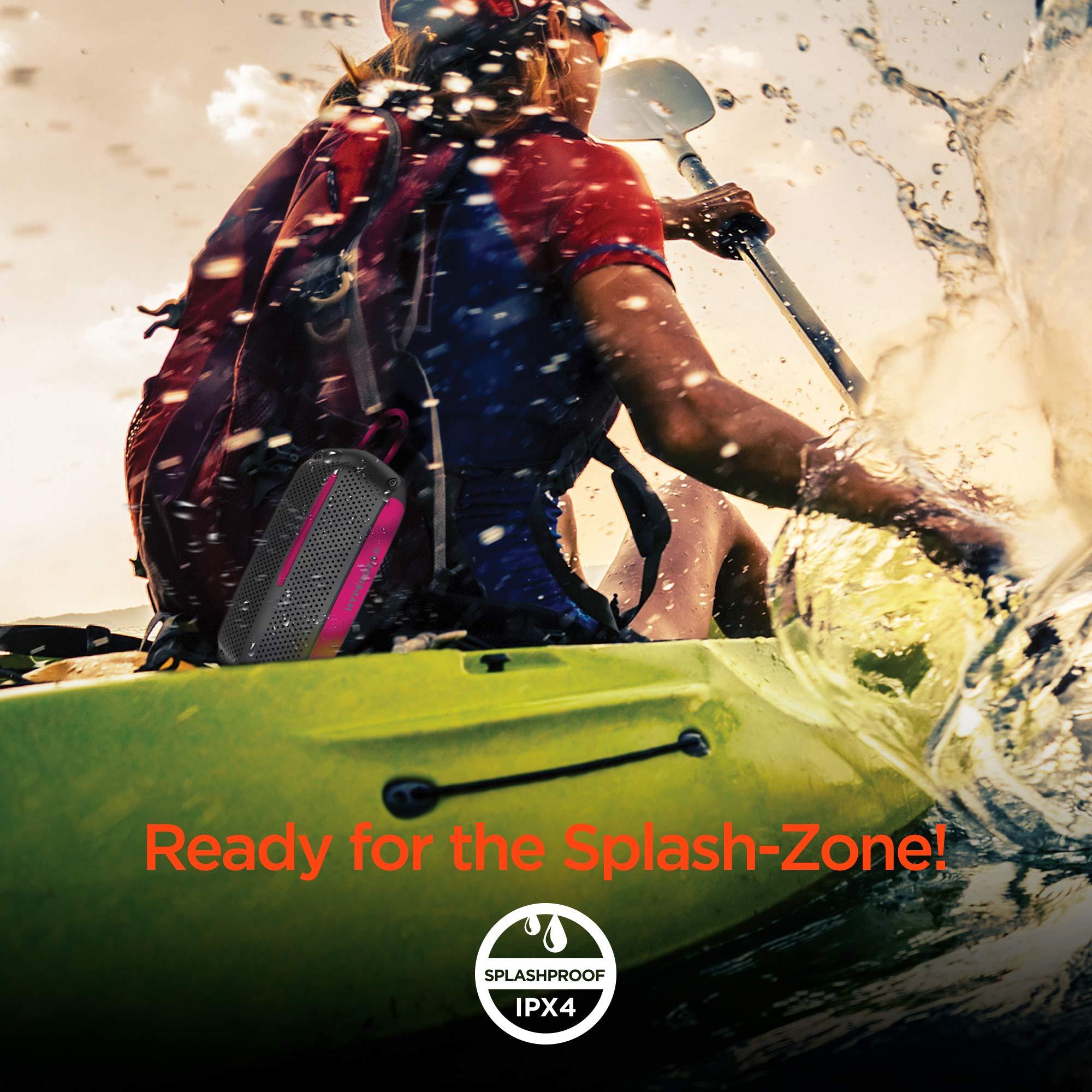 HyperGear HyperGear Portable Wireless Bluetooth Speaker [IPX4 Waterproof] HD Stereo Sound Loud Speaker w/Built-in Mic & Controls, Stream Music or Take Calls Indoor, Outdoor or Traveling (Black/Pink) 14704