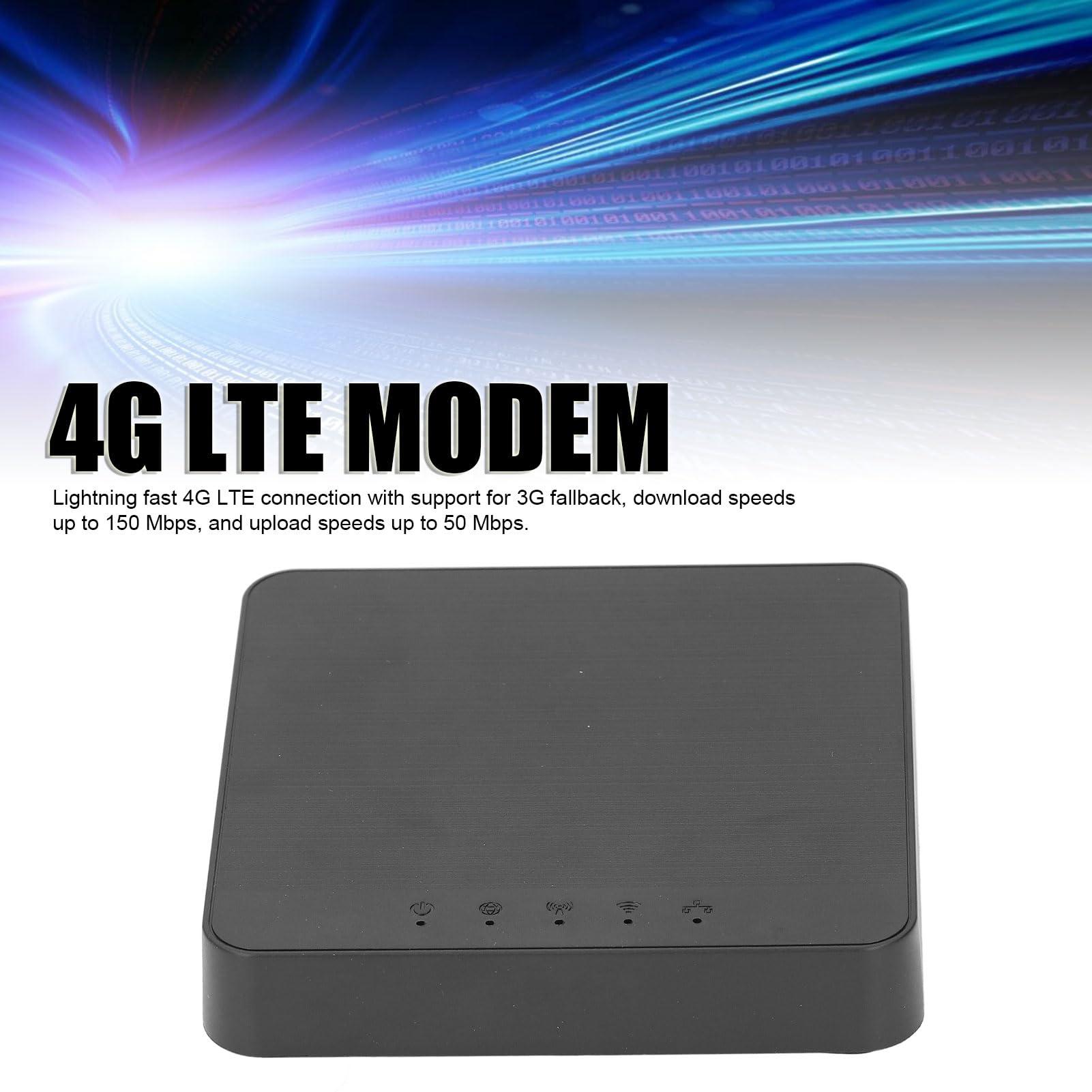 Asixxsix 4G LTE Broadband Modem, 4G LTE Router for All European Nano SIM Card, 2 Gigabit Ethernet Port SIM Card Modem Mobile Hotspot for Travel Camping Security Camera European Version