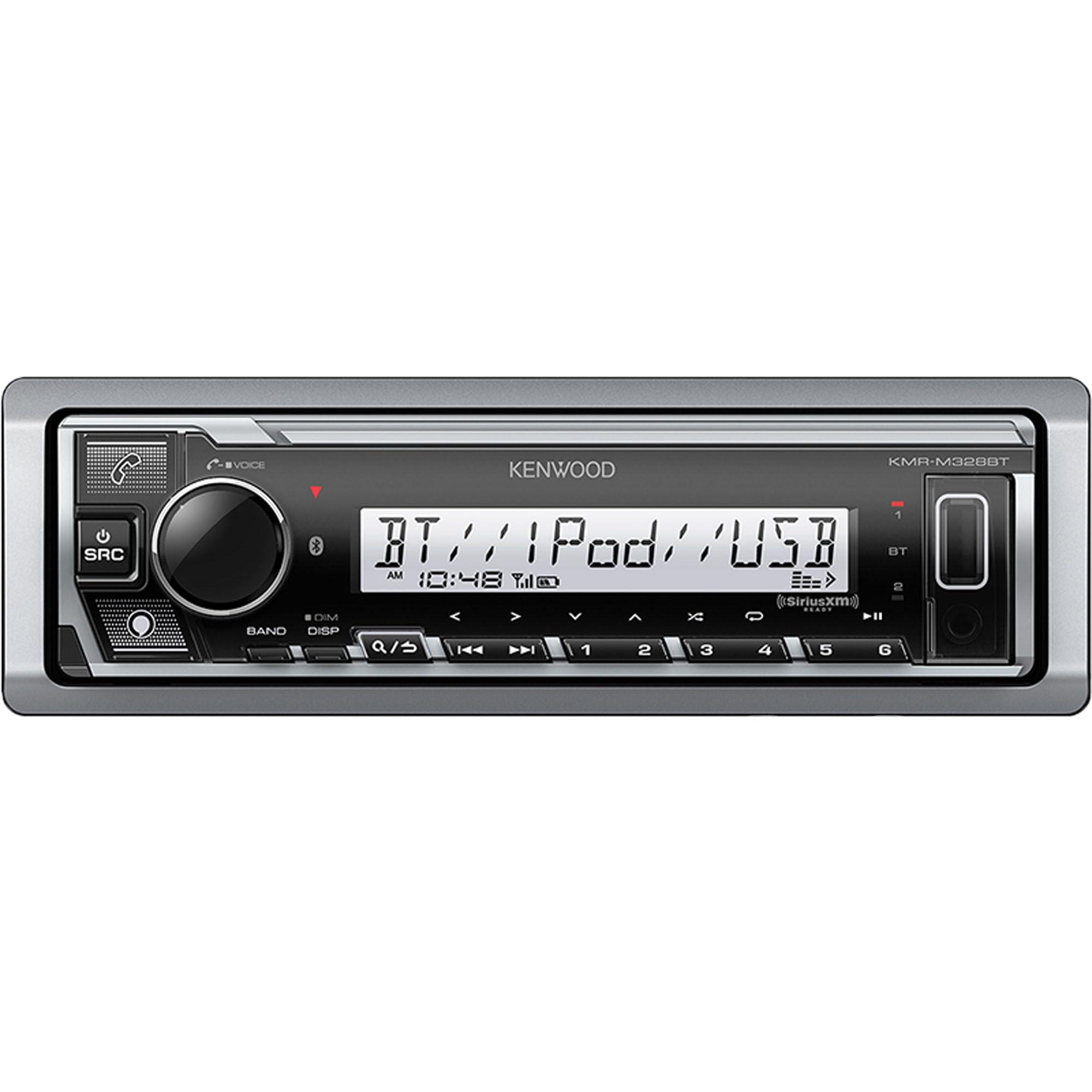 Kenwood KENWOOD KMR-D382BT Car & Marine Stereo - Single Din, Bluetooth Audio, CD USB MP3, Aux in, AM FM Radio SiriusXM Ready, Weatherproof (Audio Package: Receiver & Speakers)