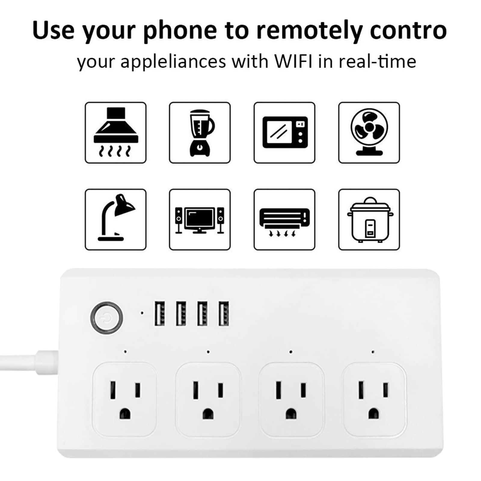 UseeLink Smart Power Strip, UseeLink WiFi Surge Protector Compatible with Alexa & Google Home, Smart Plug with 4 USB Ports & 4 AC Outlets, Voice and Remote Control & Timer Schedule, 5ft Extension Cord