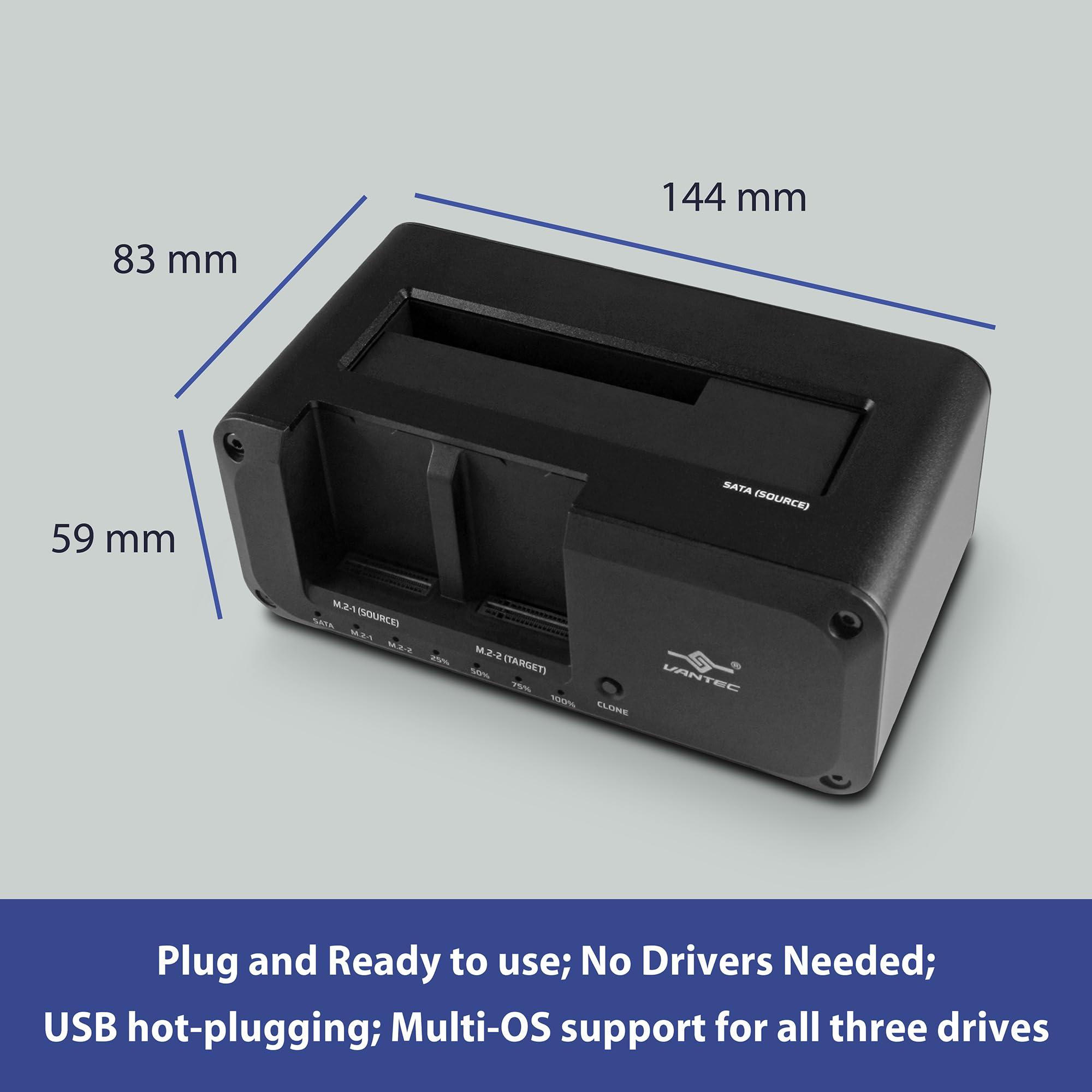 Vantec Vantec JX, USB 3.2 Gen 2x1, Triple Bay Dock (Dual M2, SATA) with Clone Function (NST-DM12C31)