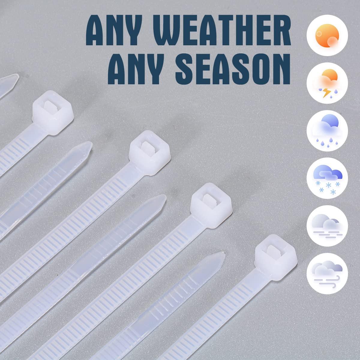 ZC Zip Ties 12 Inch Heavy Duty Clear 1000 Pack Tensile Strength 50 lbs UV Resistant Industrial Cable Ties Self Locking Zipties Wire Ties Wrap Indoor Outdoor Use for Fence Garage Camping, Zcpotizi