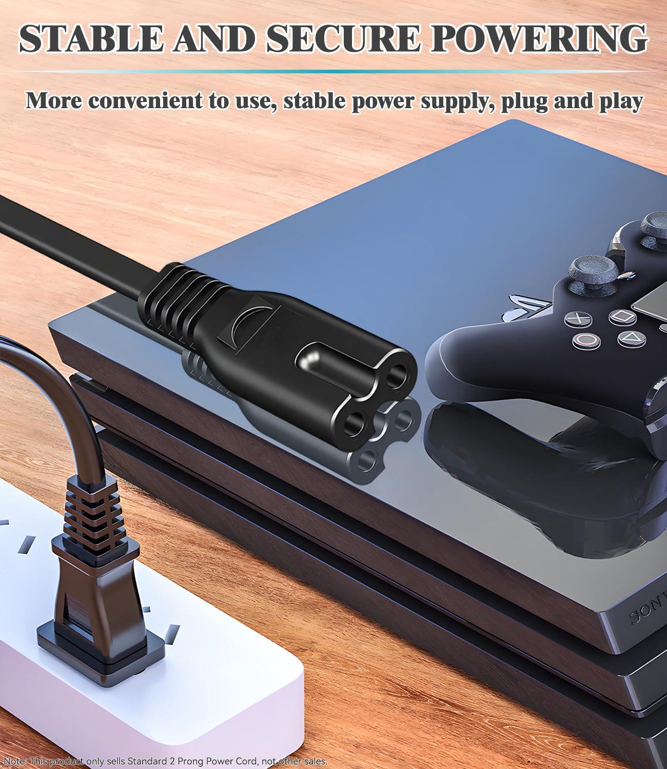 TCKN AC Power Cord for Xbox Series X/S,Xbox One X/S,for Sony PS4 PS5 PS3 Slim PlayStation5 4 3, TV, Printer, Speaker Universal 2 Prong Power Cable Replacement