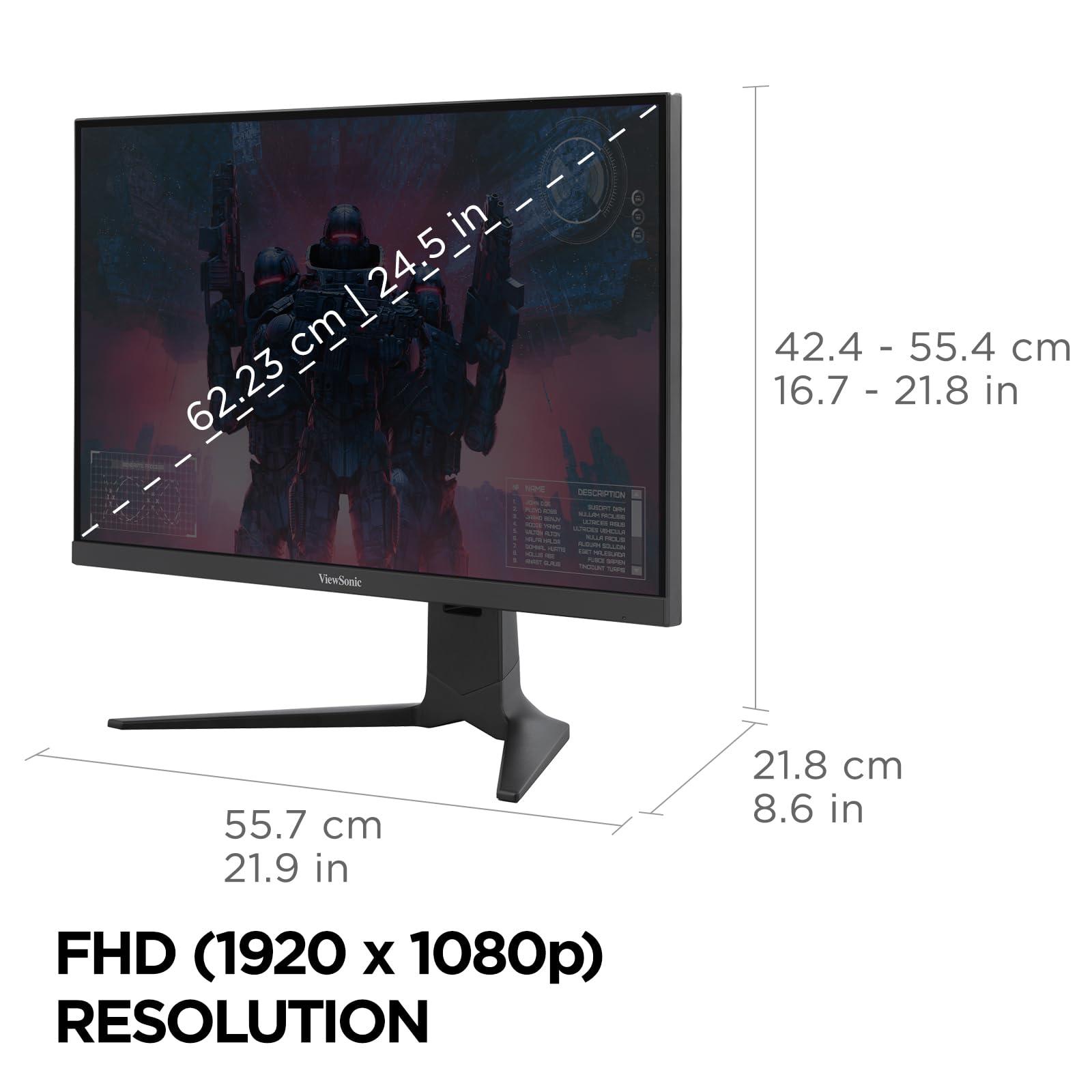 ViewSonic ViewSonic XG2536 25 Inch 1080p IPS Gaming Monitor with 280Hz, 0.5ms, FreeSync Premium, NVIDIA G-Sync Compatible, RGB Lighting, Advanced Ergonomics, HDMI, DP and 65W USB-C Inputs