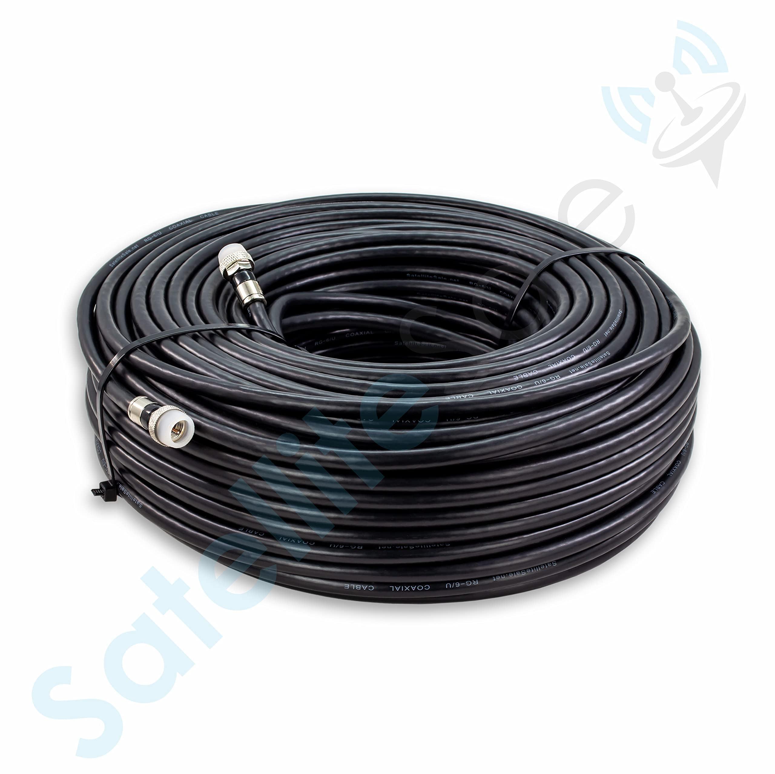 SatelliteSale SatelliteSale Digital RG-6/U 75 Ohm Coaxial Cable with F-Type Waterproof Connectors Indoor/Outdoor Universal Wire White Cord 25 feet