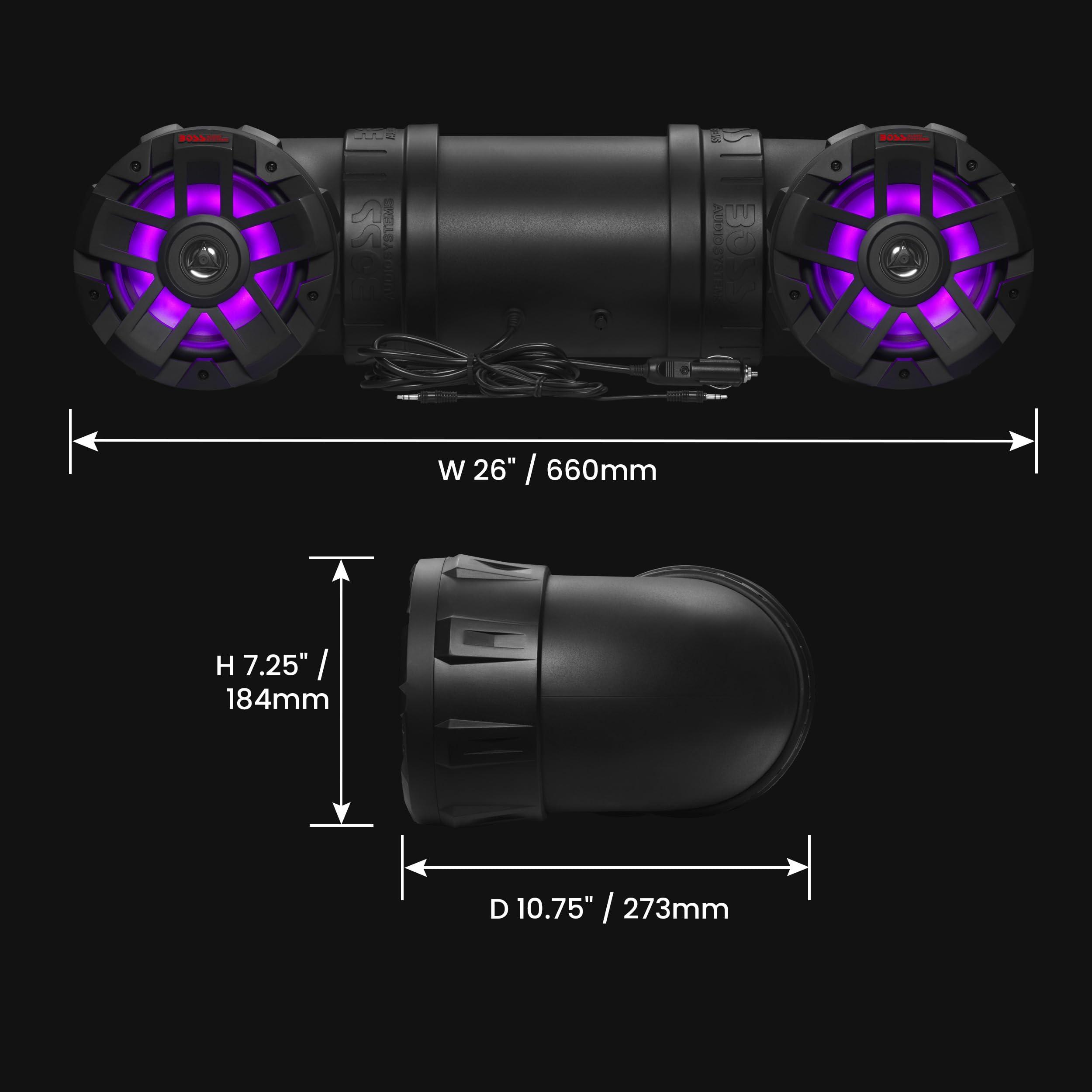 BOSS Audio Systems BOSS Audio Systems ATV8BRGB ATV UTV Sound System - 8 Inch Speakers, 1.5 Inch Tweeters, Full Range, IPX5 Weatherproof, Bluetooth, Built-in Amplifier, Multi-Color Illumination, Golf Cart Compatible