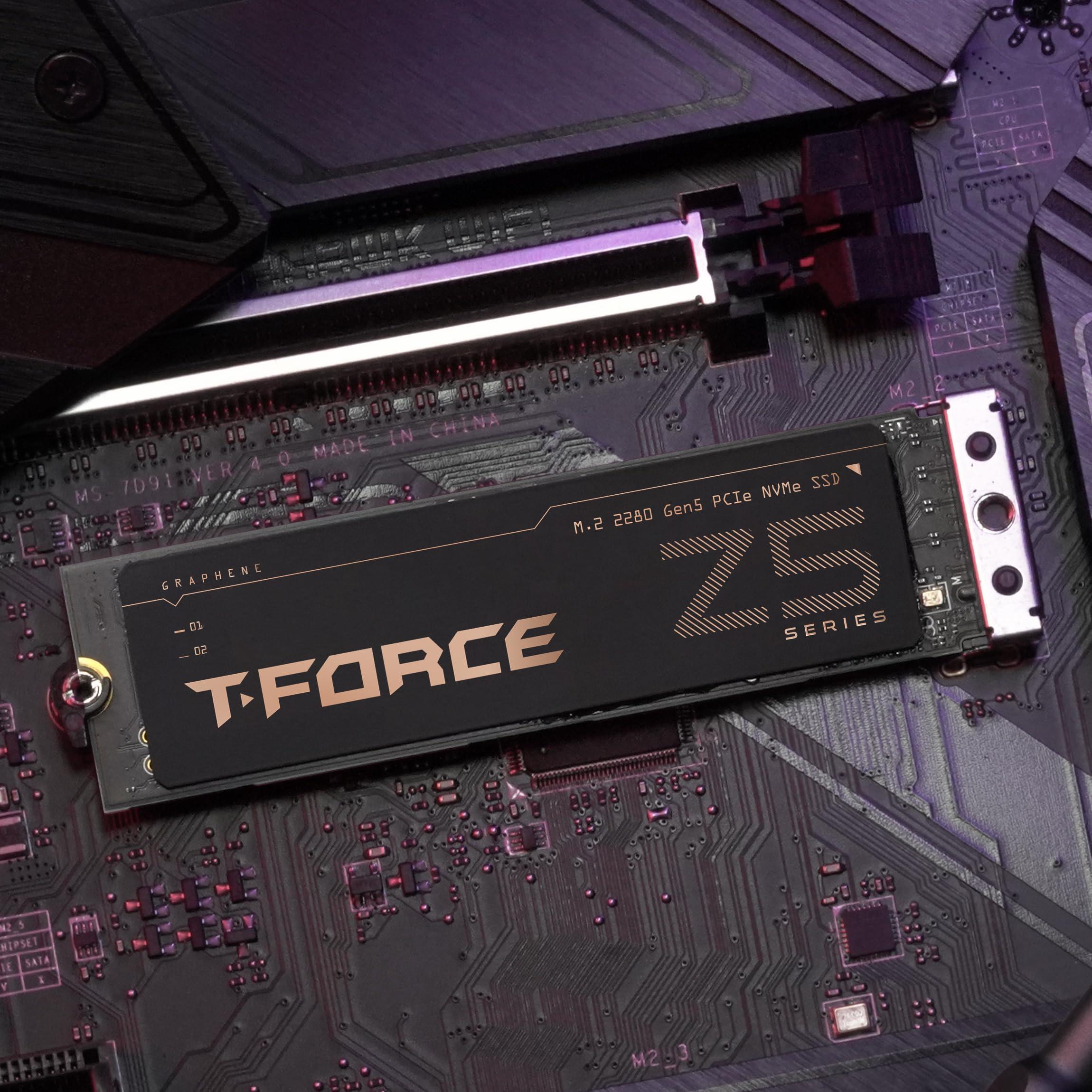 TEAMGROUP TEAMGROUP T-Force Z540 2TB DRAM SLC Cache 3D TLC NAND NVMe Phison E26 PCIe Gen5x4 M.2 2280 Gaming SSD with Ultra-Thin Graphene Heat Spreader Read/Write 12400/11800 MB/s TM8FF1002T0C129