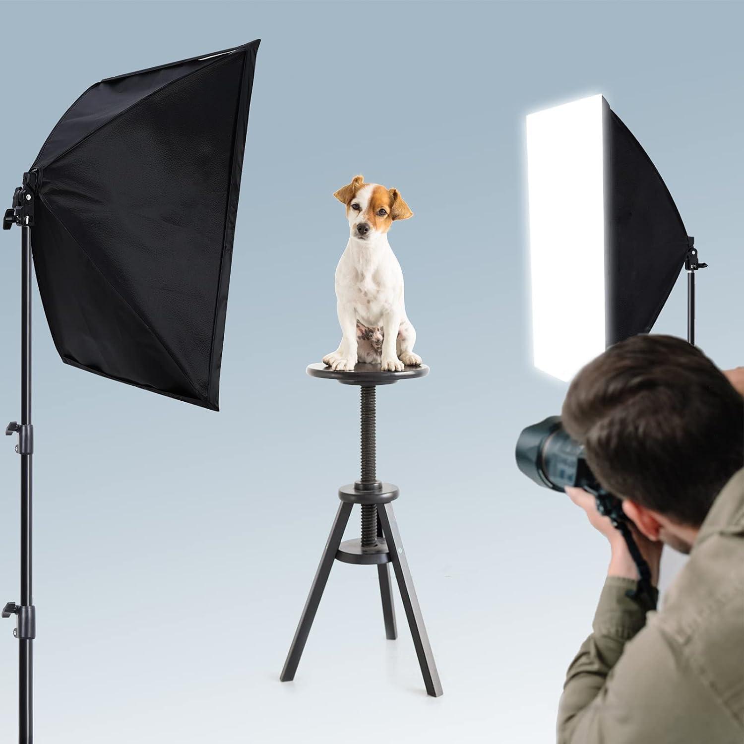 AQIRUI Aqirui Softbox Lighting Kit Photography Studio Light with 2 x 85W 5500K E27 Bulbs 2 x 20"x 28" Reflector Photo Equipment for YouTube Filming Product Portraits and Video