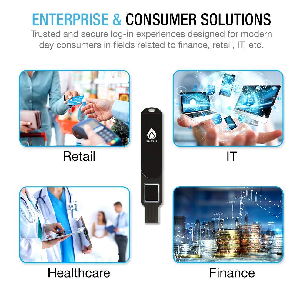 Thetis Thetis FIDO2 Security Key Fingerprint USB A, Two Factor Authenticator, Multi-Layered Protection HOTP / U2F Compatible Windows, MacOS, Gmail, Linux for Office Business - Black