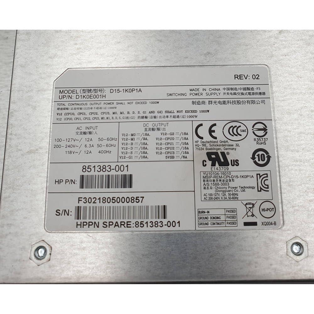 DirectNine Basics for Z6 G4 Workstation Power Supply 1000W 851383-001 D15-1K0P1A D1K0E001H Tested