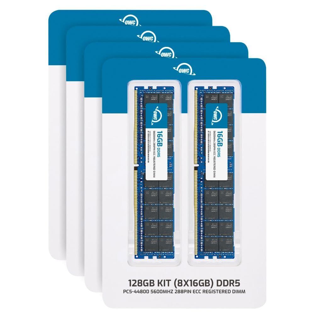 OWC OWC 128GB (8x16GB) DDR5 5600 PC5-44800 CL46 1Rx4 288-pin 1.1V ECC Registered RDIMM Memory RAM Module Upgrade Kit for Select Workstations or Servers