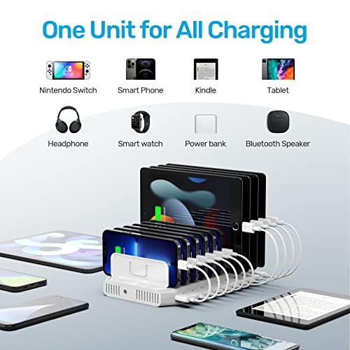 Unitek Unitek Multi Charging Station, 10-Port USB Charger for Multiple Device with SmartIC Tech and Adjustable Dividers, Organizer Stand Compatible with iPad, Tablet, Kindle, iPhone