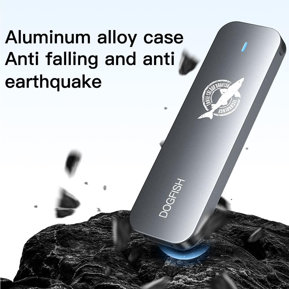 THREE COLOUR DOGFISH Dogfish Portable External SSD 256GB Ngff 2242/2260/2280 Grey Metal USB 3.1 Type-C Ultra-Light Mini Breathable Portable Solid State Drive for Mac/Windows/Android/Linuxup to 6Gbps with LED Indicator