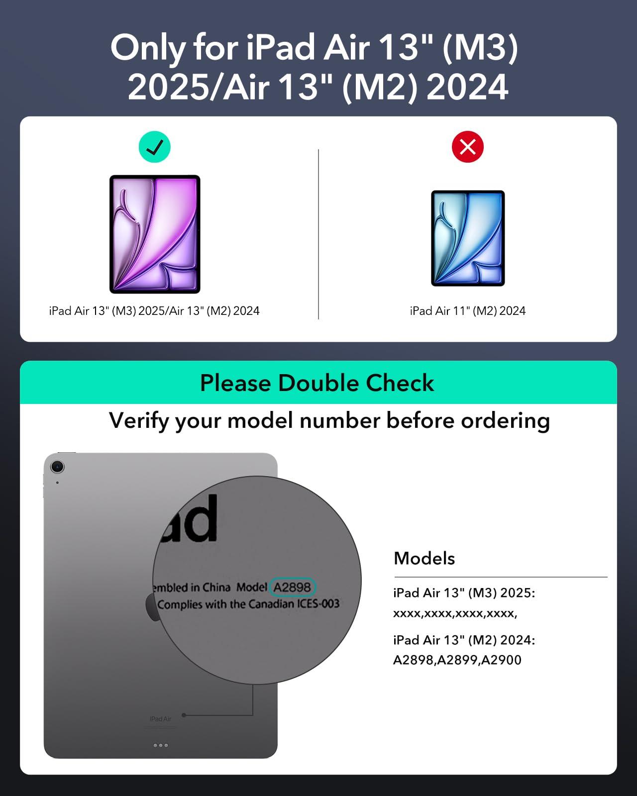 ESR ESR iPad Air 13 Inch Case Keyboard (M3/M2, 2025/2024), Easy-Set Magnetic Stand, Portrait/Landscape Mode, Removable Case with Multi-Touch Trackpad, Rebound 360 Series, Purple