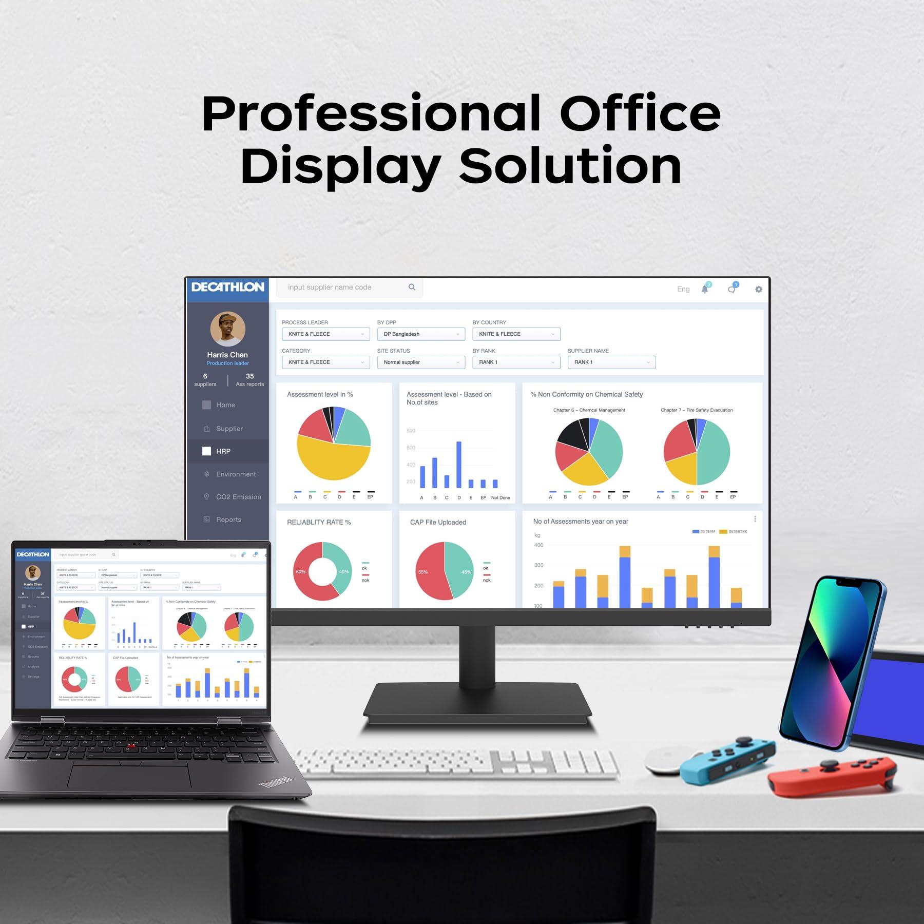 Viewedge Viewedge 27 inch Monitor with 2K 2560 x 1440 IPS Panel 75hz | Computer Monitor 27 inch QHD with HDMI, DP and Wall Mountable | Eye Protection PC 1440p Monitor for Working and Gaming