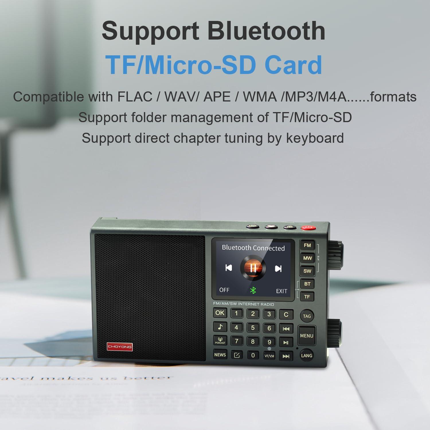 CHOYONG CHOYONG LC90 Mini Internet Radio | Wi-Fi/4G | FM/LW/MW/SW | BT 5.2 | 2500mAh Rechargeable Battery Power | Support TF Card & Earphone | Up to 40K Stations