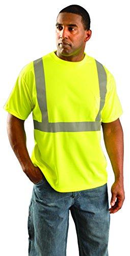 OccuNomix OccuNomix LUX-SSETP2B-Y3X Classic Standard Short Sleeve Wicking Birdseye T-Shirt with Pocket, Class 2, 100% ANSI Wicking Polyester Birdseye, 3X-Large, Yellow (High Visibility)