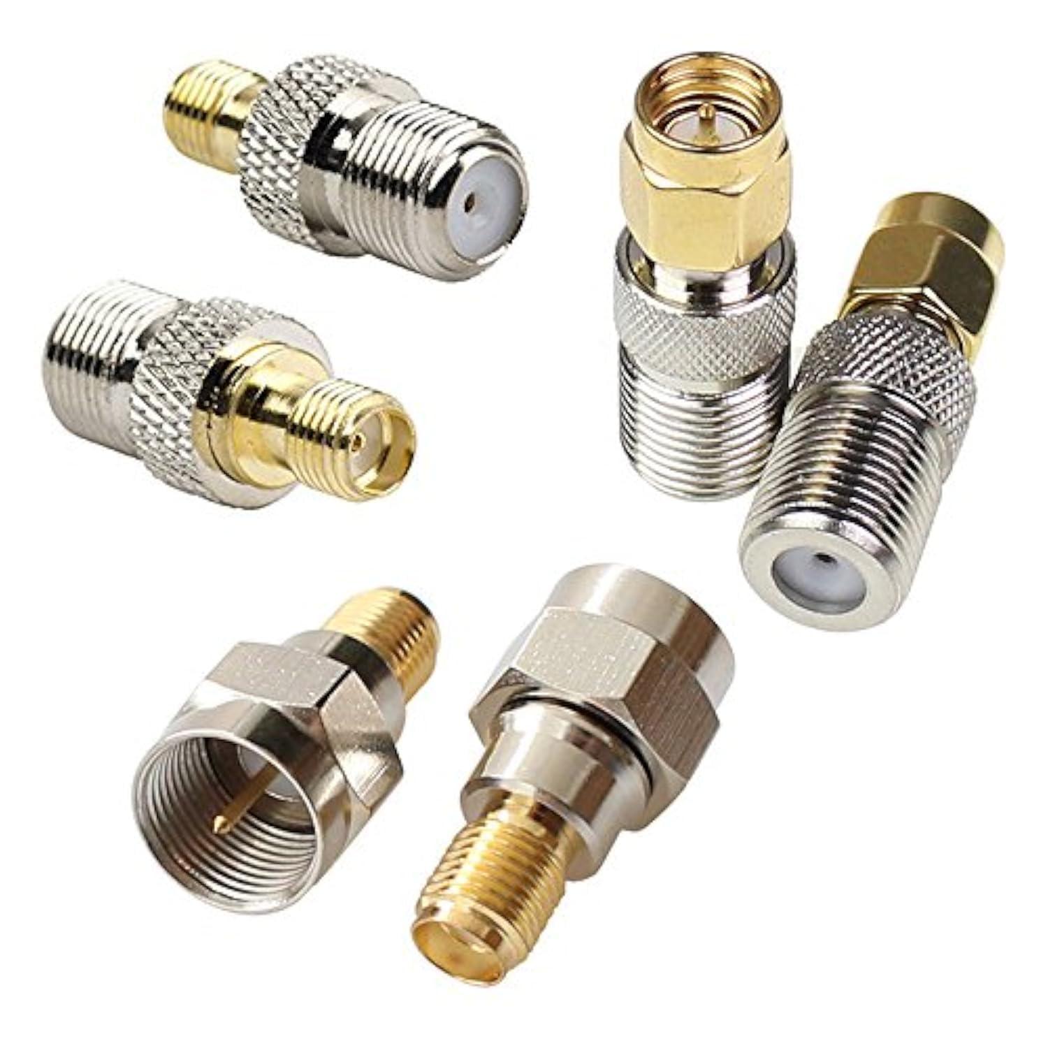 exgoofit exgoofit F Type to SMA Male Female Coax Connector Coaxial Adapter 2 Sets 6 Pcs