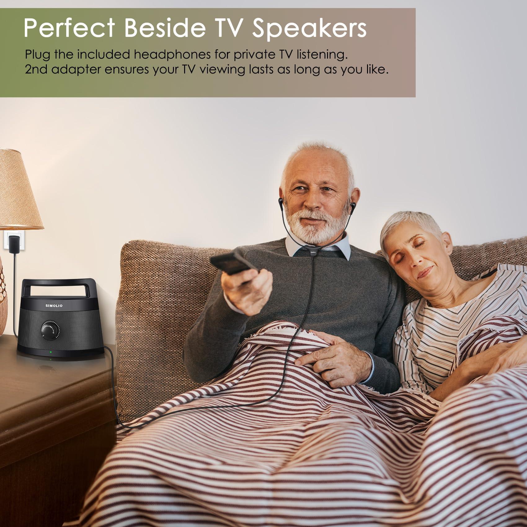 SIMOLIO SIMOLIO Wireless Speakers for TV, Top-Grade Portable Clarifying Dialog TV Speaker for Seniors & Hard of Hearing & Elderly, Prime Wireless TV Speakers for Optimal TV Sound No Blaring TV Volume, Black