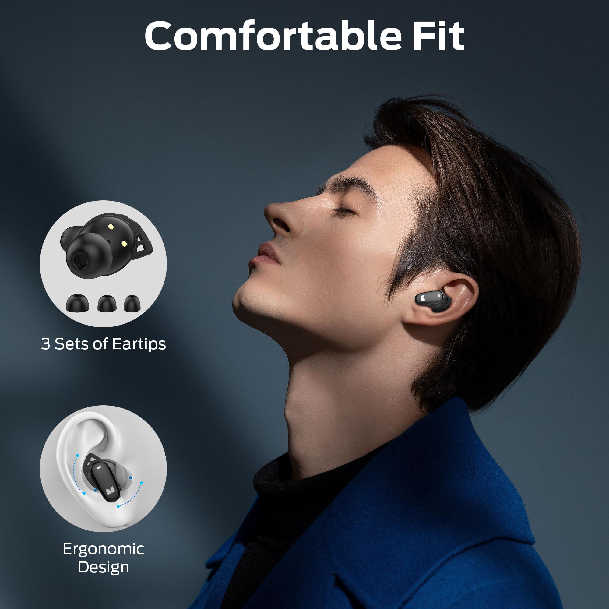 Monster Monster N-Lite 206 Wireless Earbuds Bluetooth 5.4 in Ear Headphones, Bluetooth Ear Buds Built-in Microphone, Touch Control, Comfortable Fit, USB-C Fast Charging, IPX6 Waterproof, 25H Playtime, Black