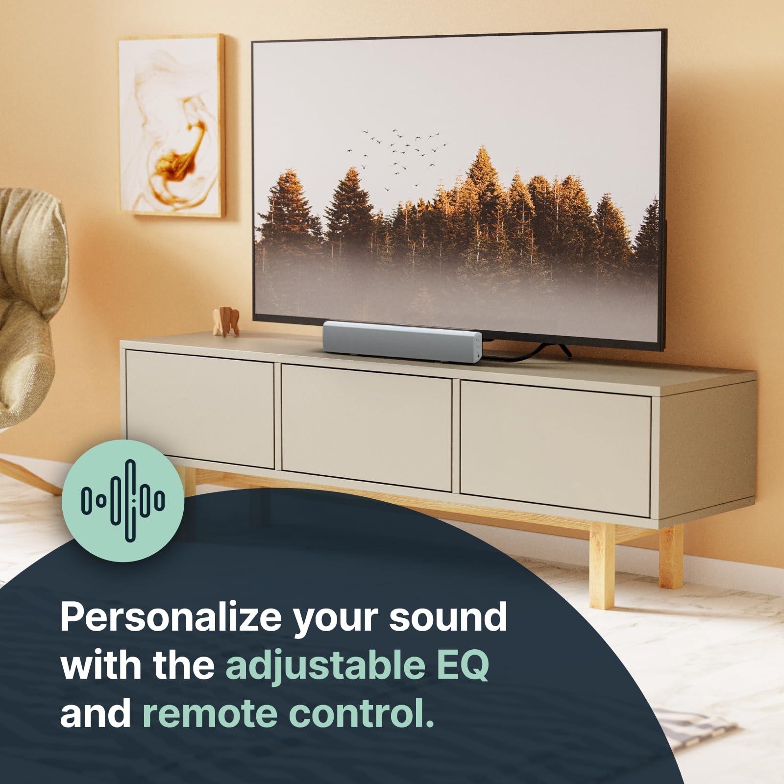 Majority Majority 15 Inch White Soundbar for TV, Bluetooth Sound Bar 50 Watts, Home Audio Speaker, Small PC Soundbar Speaker | AUX, RCA, Optical, USB | Gaming, Music, Movies | Bowfell