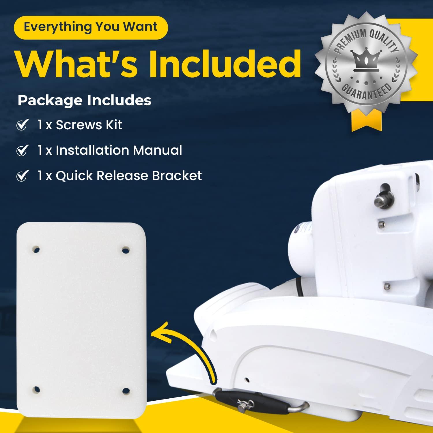 Sunluway For Minn Kota Quick Release Bracket RTA 17 1854017 Compatible with Riptide Terrova, Ulterra, PowerDrive V2, Deckhand 40 Motor, for Riptide Electric Steer Trolling Motor Mount Plate, White