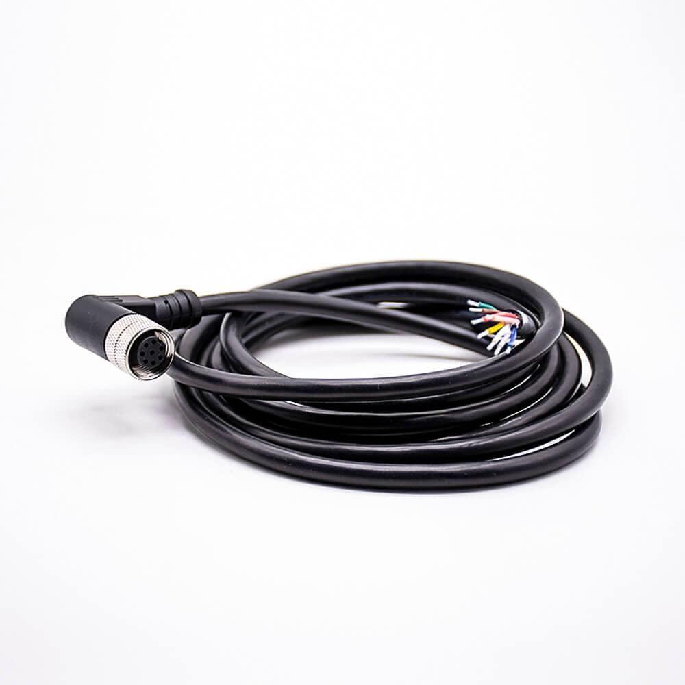 keisnoaja M12 Cable Assembly 8 Pin Female Single Ended Straight Connector Molded Cable 2M AWG24