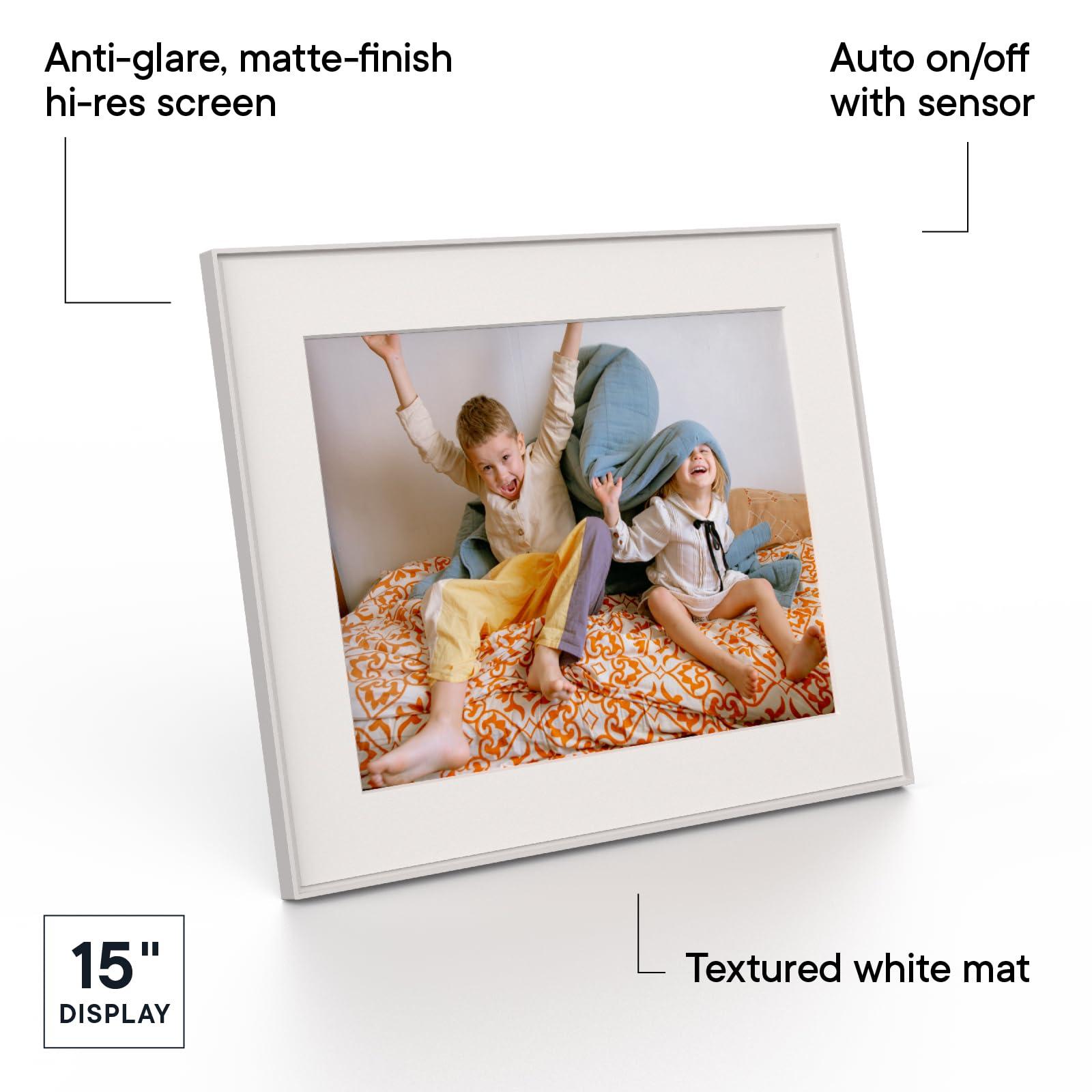 AURA Aura Walden 15\" WiFi Digital Picture Frame | Wirecutter\'s Best Digital Frame for Gifting | Send Photos from Your Phone | Quick, Easy Setup in Aura App | Free Unlimited Storage | White Clay