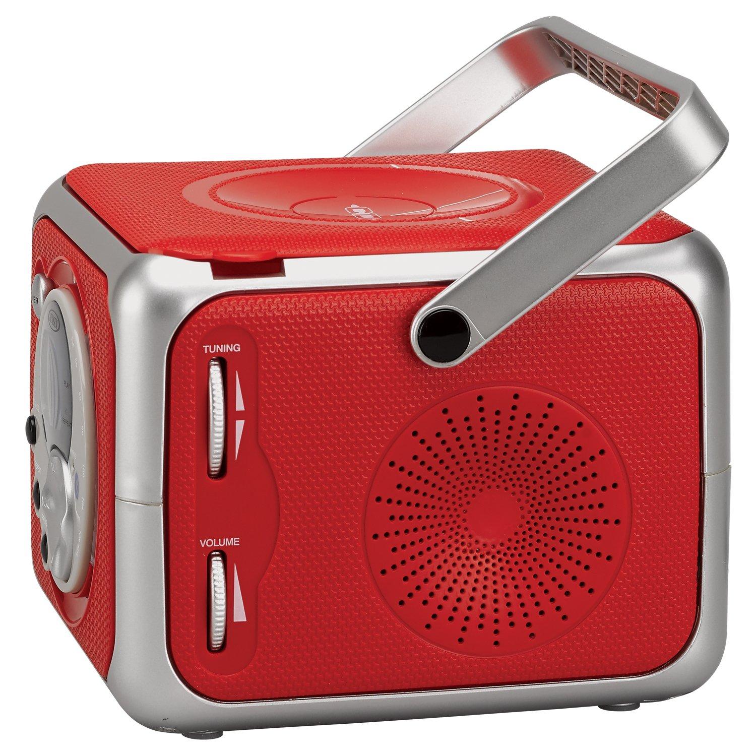 Jensen Jensen CD-555 Red CD Bluetooth Boombox Portable Bluetooth Music System with CD Player +CD-R/RW & FM Radio with Aux-in & Headphone Jack Line-in Limited Edition- (Red)