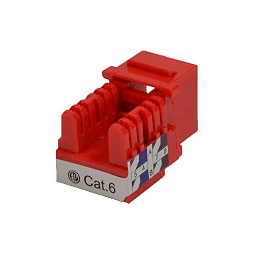LOGICO LOGICO 5 Pieces Cat6 Keystone Jacks Red with Dust Cap 22-26 AWG PCB Female RJ45 Connectors for Network Ethernet Wall Jack Insert | Cat6 110 Punch Down Block Socket 8-Port, 8-Connector (8P8C)