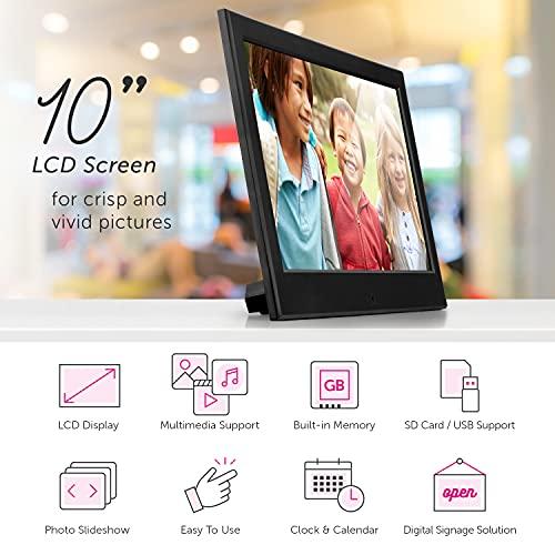 Aluratek Aluratek 10" Slim Digital Photo Frame with 4GB Built-in Memory (ASDMPF09), Black