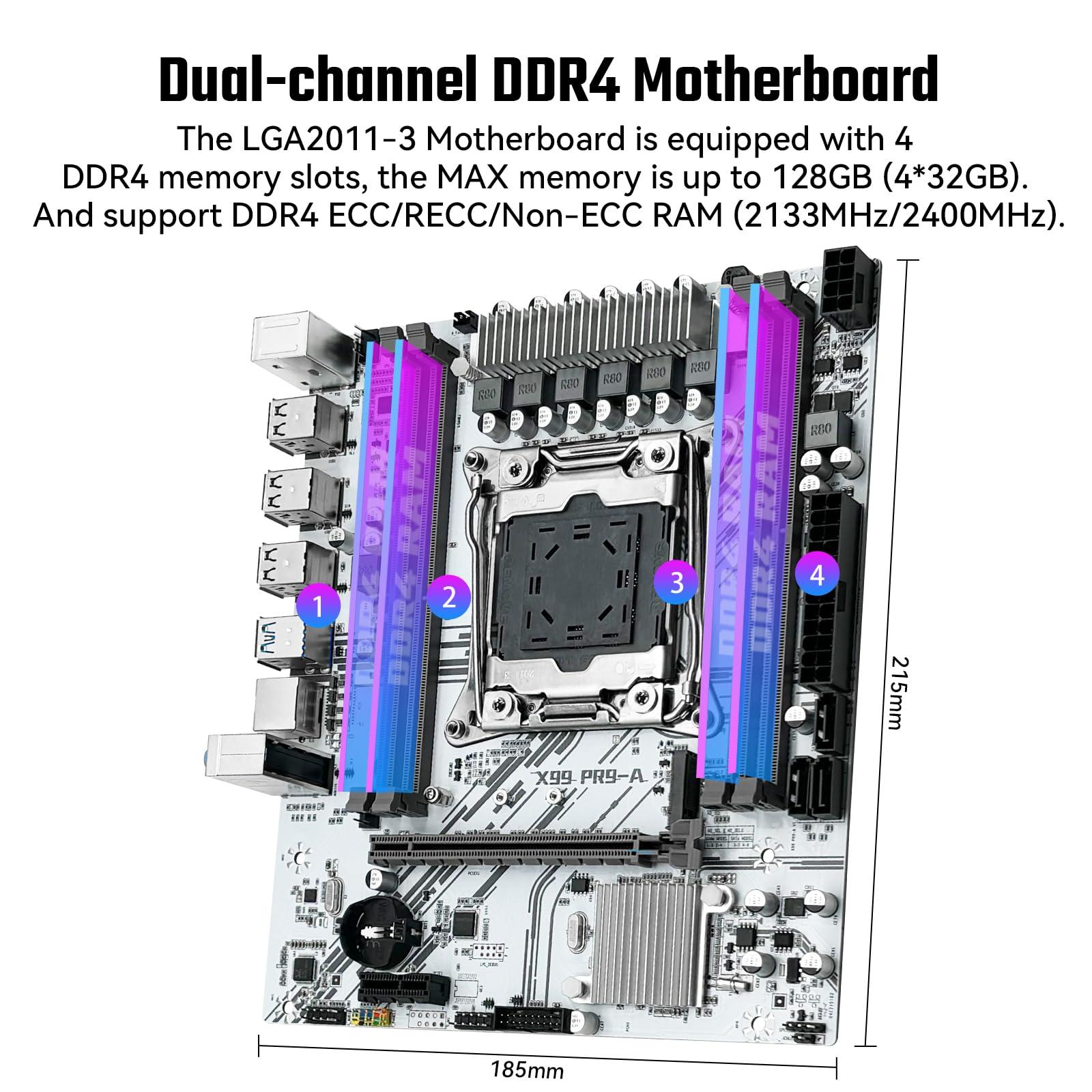 SHANGZHAOYUAN SHANGZHAOYUAN X99 PR9-A Motherboard with 16GB 2133MHz DDR4 RAM, Intel LGA 2011-3 Motherboard for Xeon E5 V3 V4 Processors (DDR4 Slot, PCIe 3.0, M.2 Protocol, SATA 3.0, USB 3.0, Gigabit LAN)