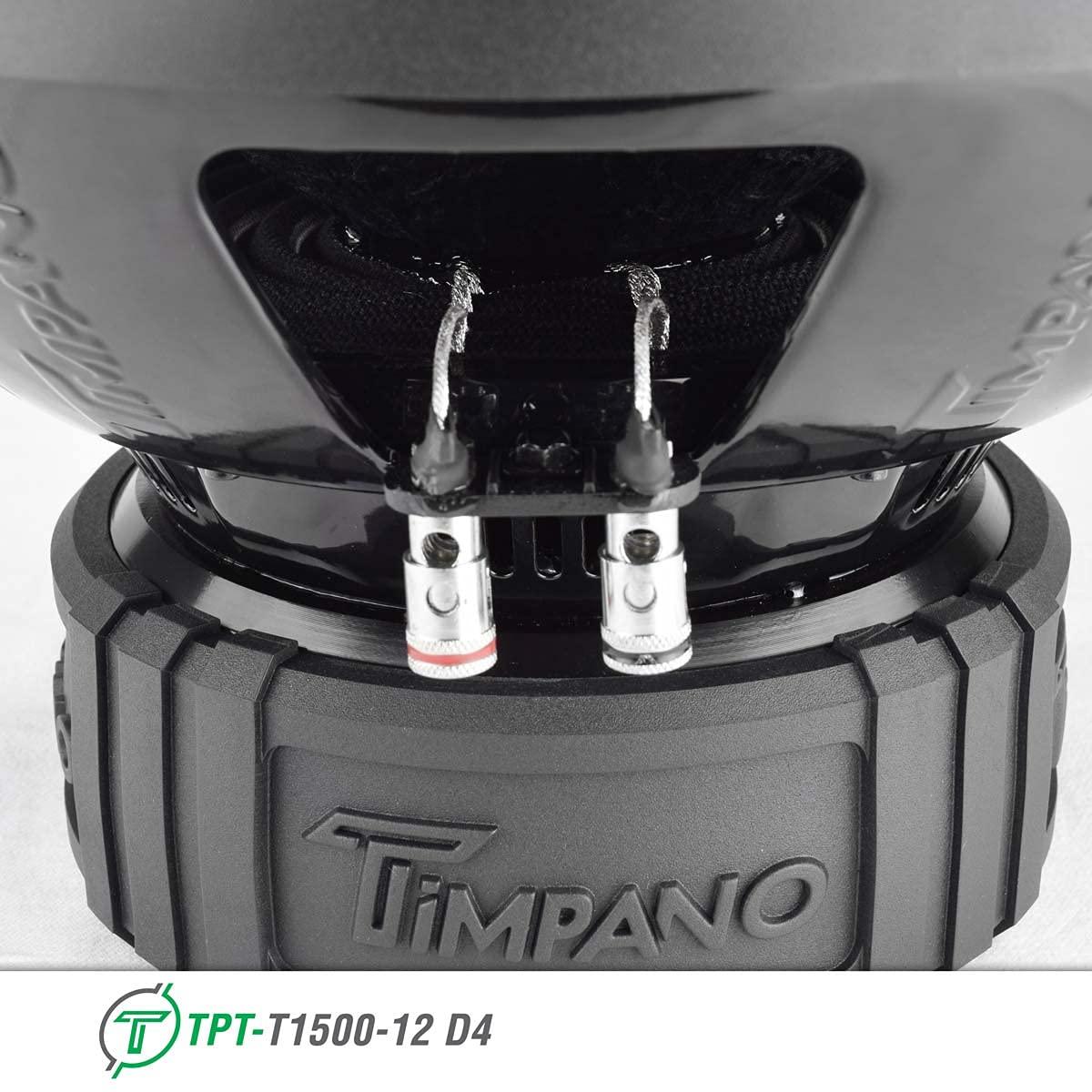 Timpano TIMPANO 12 Inch Subwoofer D4 1600 Watts Max Power Dual 4 Ohm, Subwoofer Car Audio 12 Inch 16 mm Xmax, TPT-T1500-12 D4, 2.6 In Voice Coil Double Stacked Magnet Sub woofer for Car Audio Systems (Single)