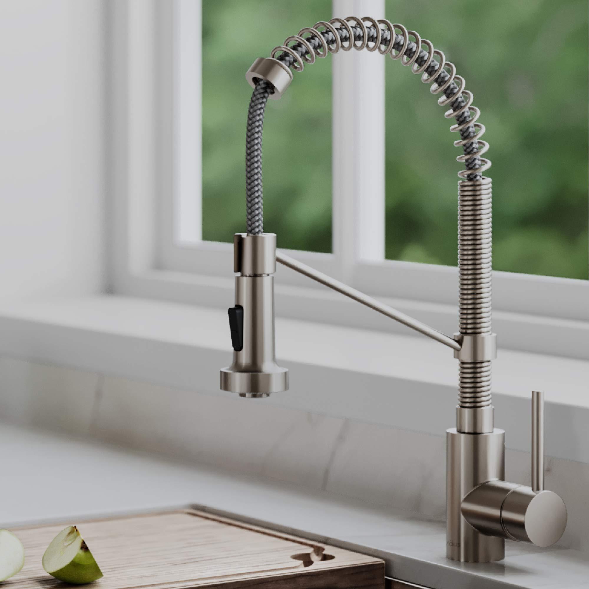 Kraus KRAUS Bolden Commercial Style 2-Function Single Handle Pull Down Kitchen Faucet in Spot-Free Stainless Steel, KPF-1610SFS