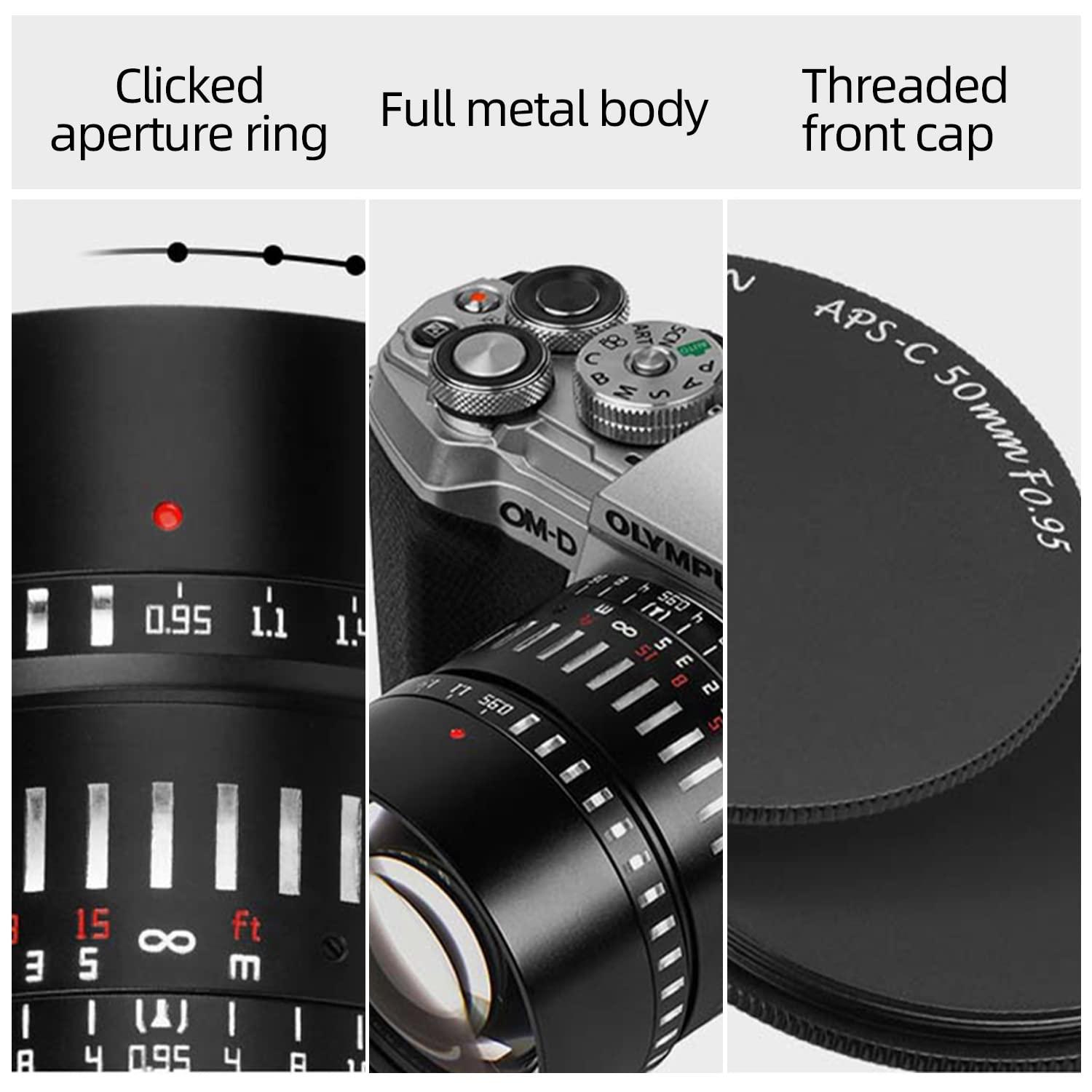 TTARTISAN TTArtisan 50mm F0.95 Lens APS-C Large Aperture Manual Focus Lenses for Sony E Mount Cameras A6000 A6300 A6400 A6500 A9 A7II A7MIII A7MIV A7C NEX-5N NEX-3N NEX-5R