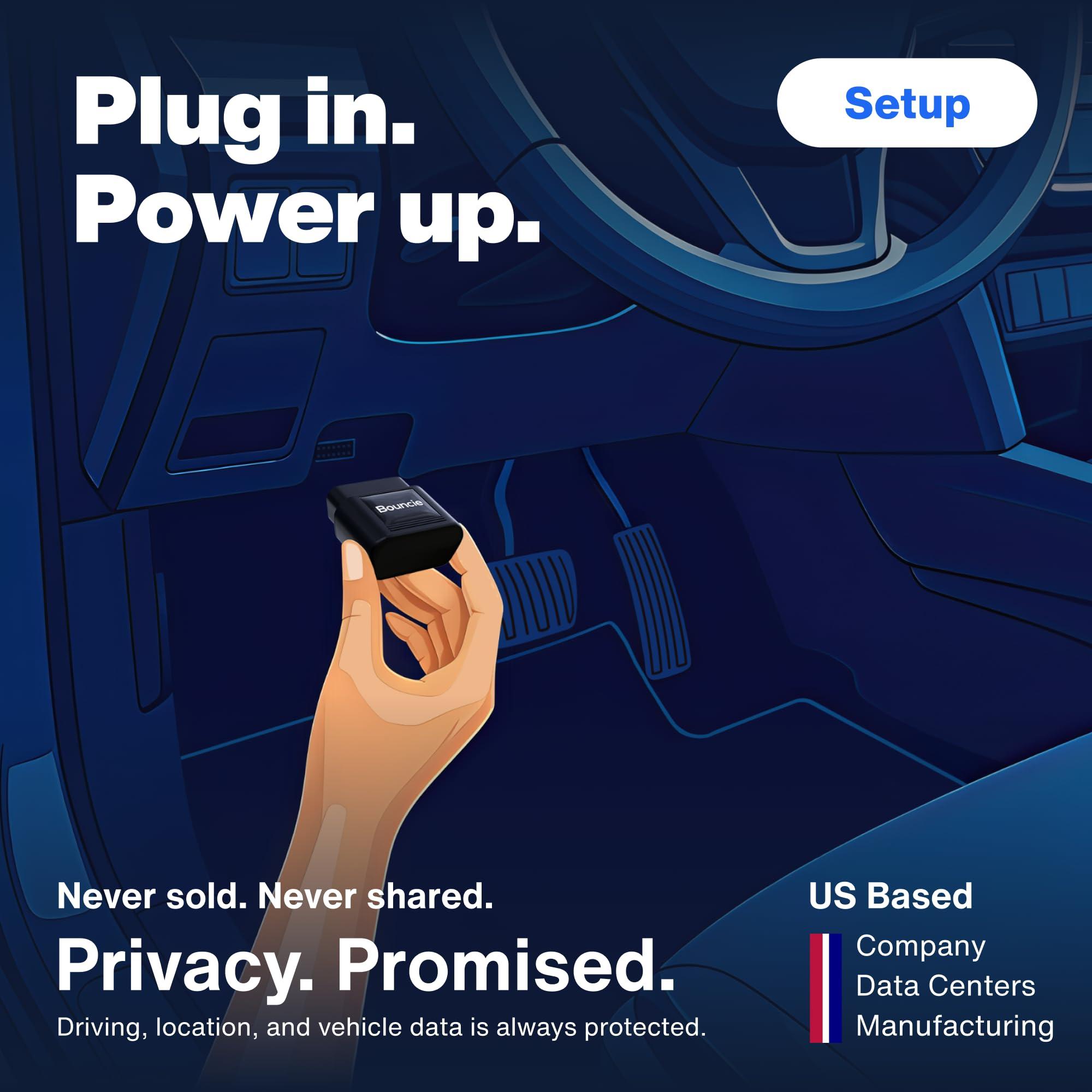 Bouncie Bouncie GPS Tracker for Vehicles with Real-Time Location, Route History, Speed Monitoring, Geo-Fence & Accident Notifications - for Fleets & Family - Cancel Anytime