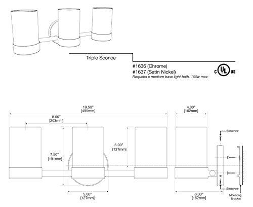 Gatco Gatco 1636 Glam Triple Sconce Chrome | Wall Mounted 19.50\" W 3- Light Bathroom Vanity Lighting Fixture with Frosted Glass Shades