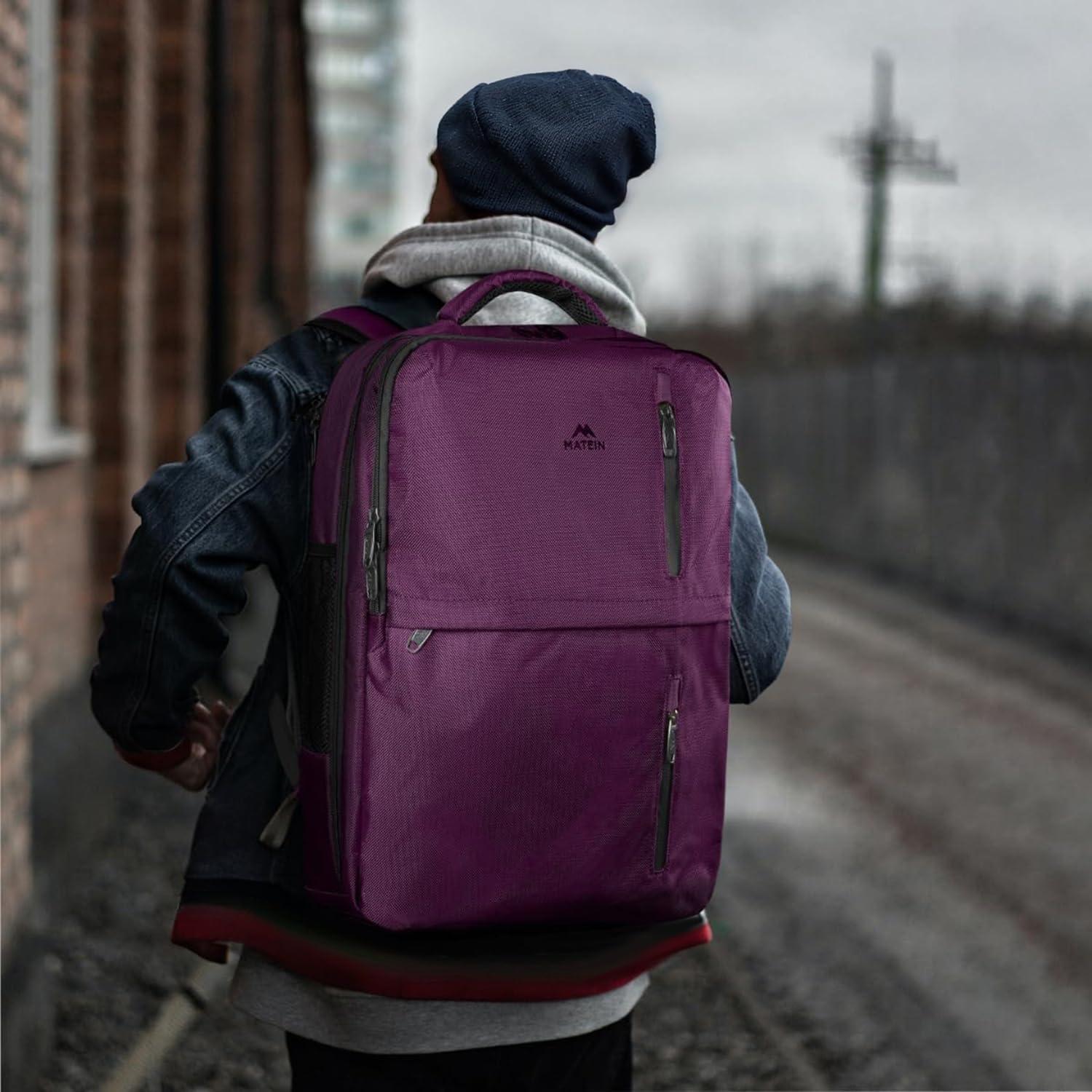 MATEIN MATEIN Travel Backpack for Women, Extra Large 40L Carry on Backpack with USB Charge Port, Water Resistant College Bag Computer Bag Gifts for Women & Men Fits 17.3 Inch Laptop, Purple