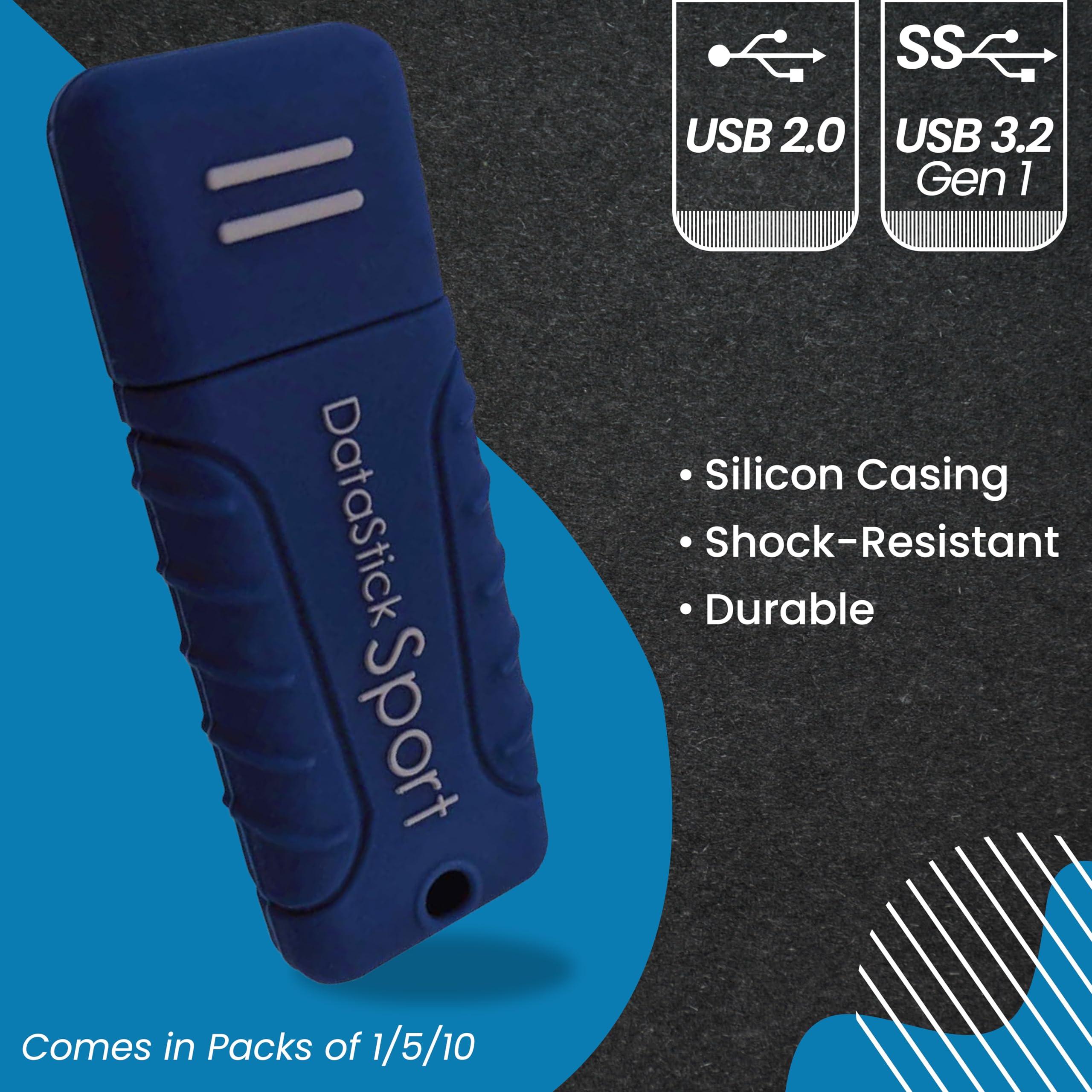 Centon Centon Electronics MP Essentials DataStick Sport USB 3.0 Flash Drive, Waterproof USB Drive, Shock-Resistant Silicon Case, Versatile USB Stick, 128 GB Storage Capacity, Navy Blue