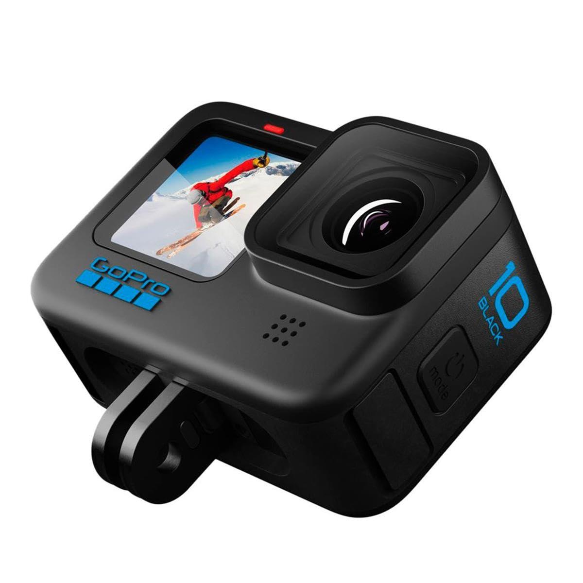 GoPro GoPro HERO10 Black Accessory Bundle - Includes HERO10 Camera, Shorty (Mini Extension Pole + Grip), Magnetic Swivel Clip, Rechargeable Batteries (2 Total), and Camera Case