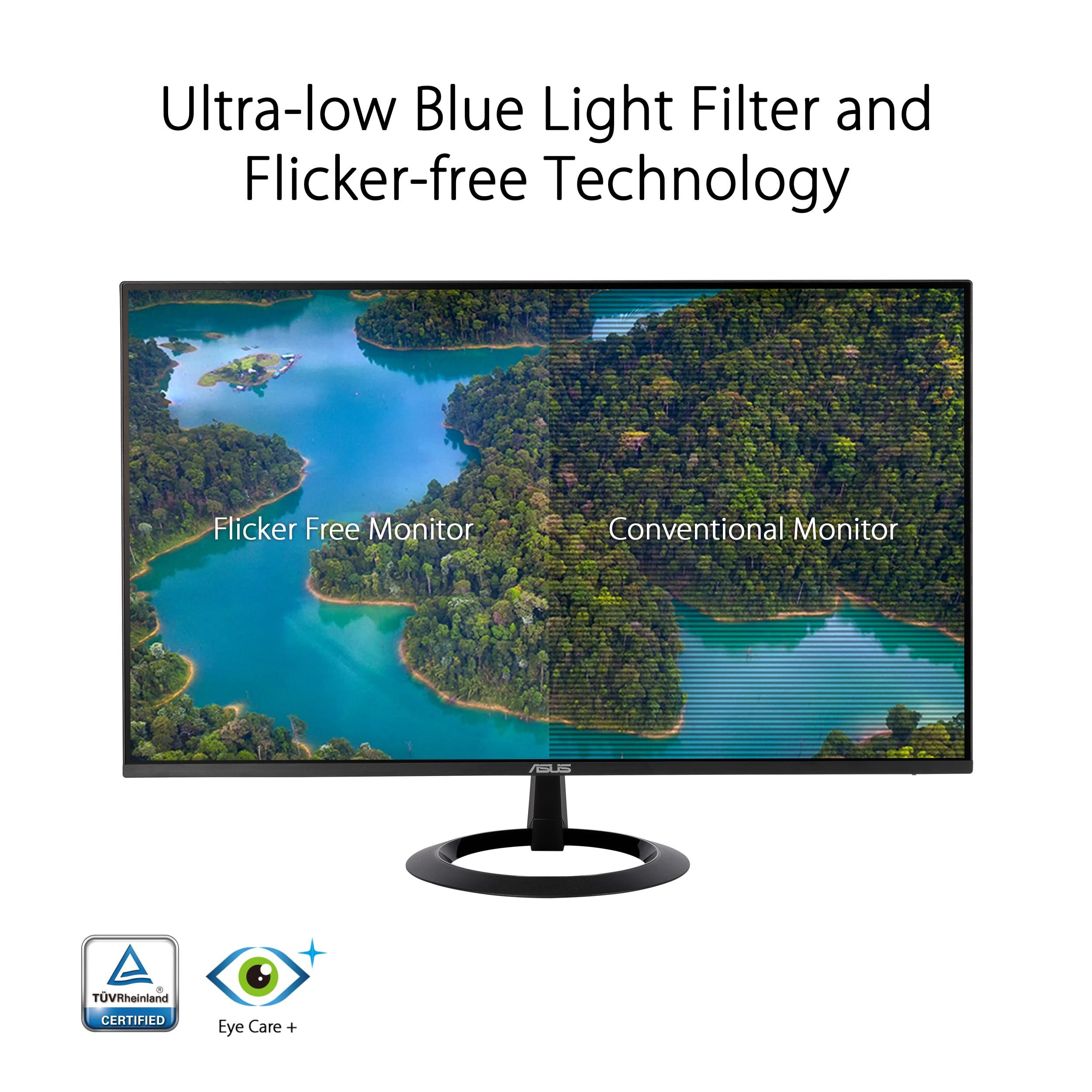 ASUS ASUS 24 (23.8-inch viewable) Eye Care Monitor (VZ24EHF) - IPS, Full HD (1920 x 1080), Frameless, 100Hz, Adaptive-Sync, 1ms, HDMI, Low Blue Light, Flicker Free, Ultra-Slim Profile, 3 Year Warranty