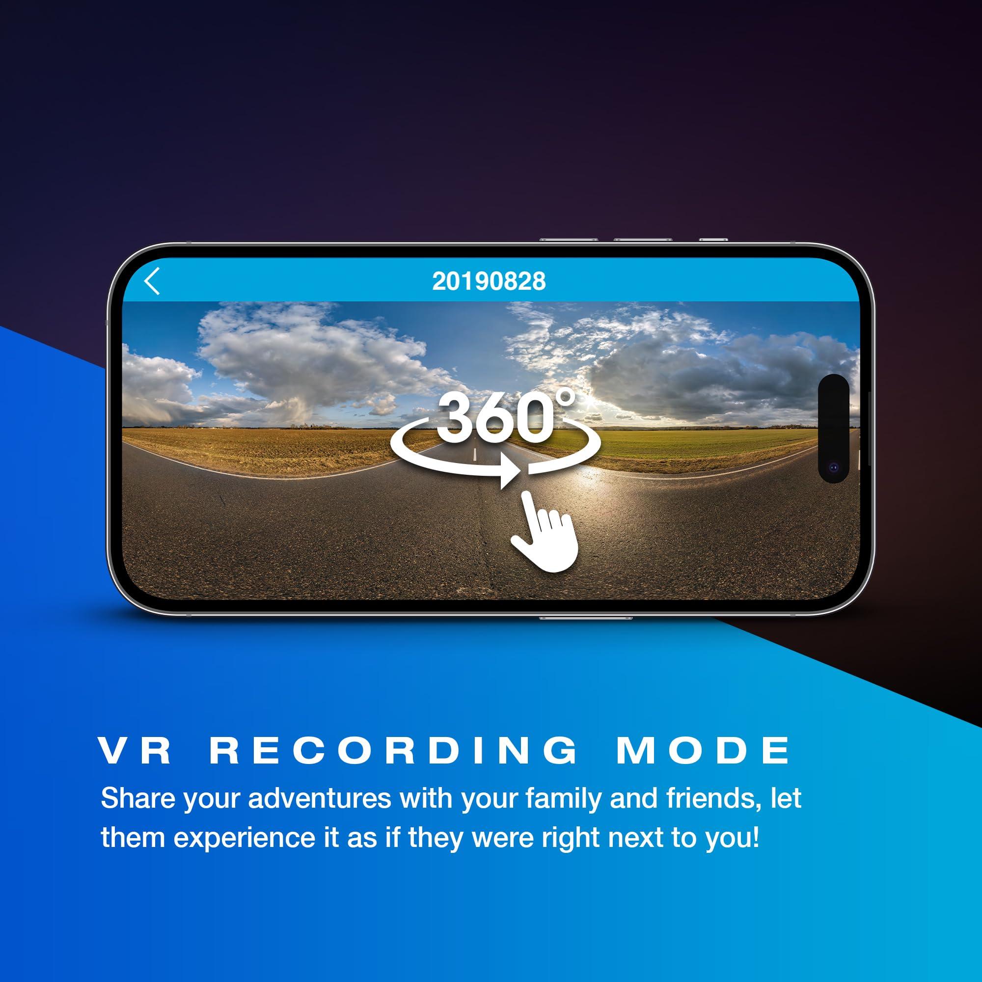 TYPE S TOURING ITEMS Type S P200 PRO Smart 360 Dash cam, 2K 1440p Surveillance with Smart G-Sensor Incident Detection, VR Video Mode, GPS map Integration, Wireless Video Access via App, 32GB SD Card Included