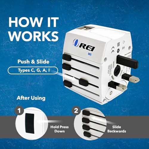 OREI OREI Universal Travel Adapter All in One International Power Adapter with 2.4A Dual USB, European Adapter Travel Power Adapter Wall Charger for UK, EU, AU, Asia Covers 150+ Countries