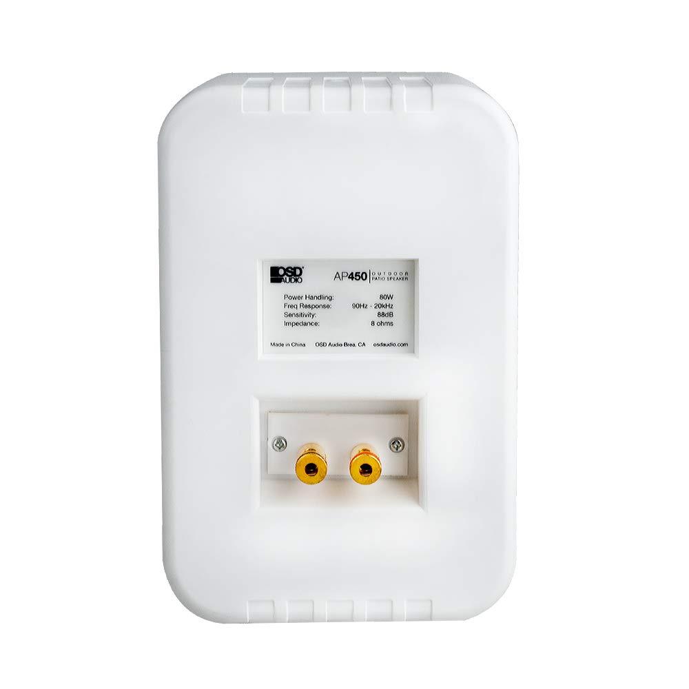 OSD Audio OSD 4" Outdoor Patio Speaker Pair 80W, IP54 Weather Resistant, Aluminum White AP450