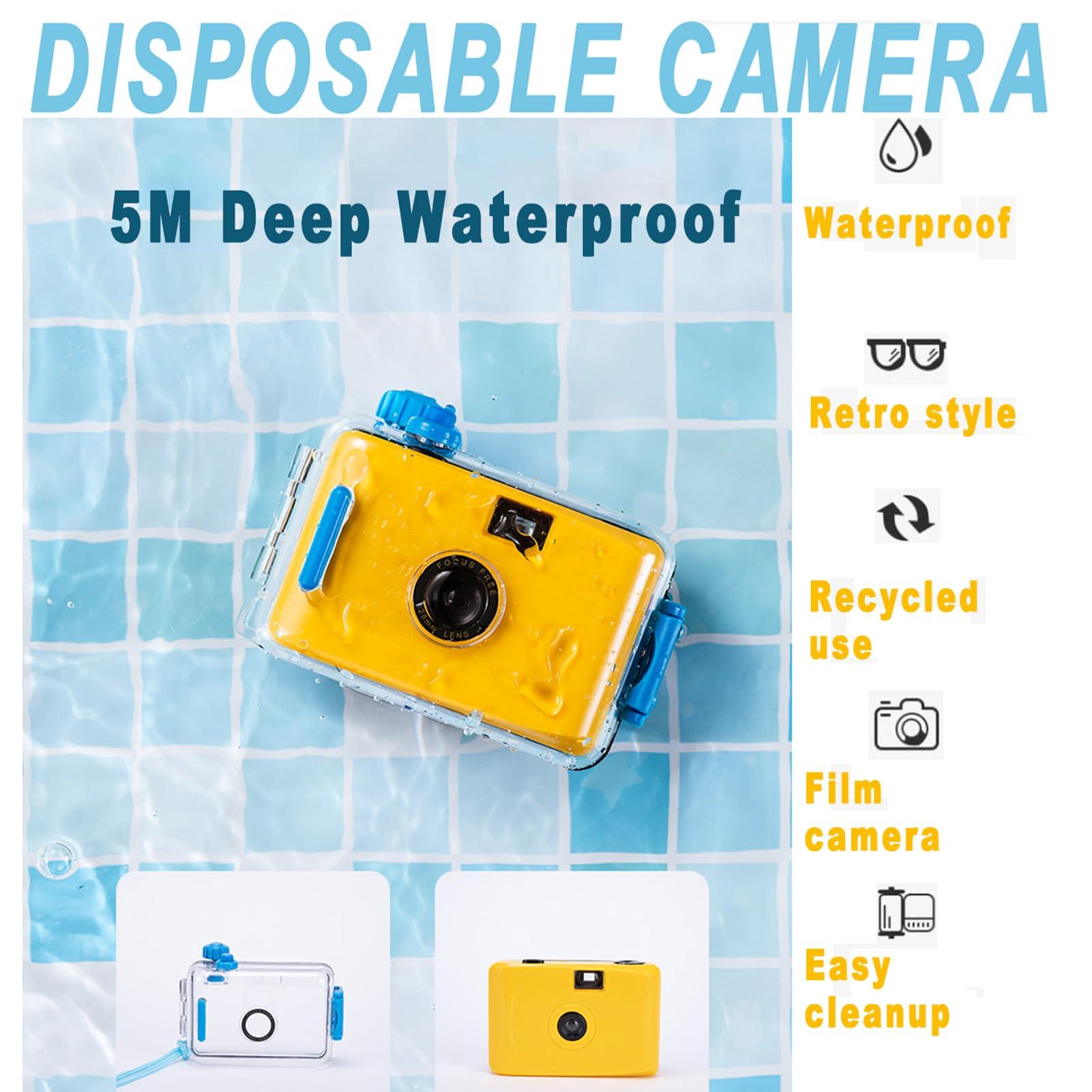 XUxu Reusable Film Camera 35mm Reloadable Waterproof Film Camera, One time Imaging, Waterproof Retro Style, Focus Free, Light Weight, Easy to Use (Without Film, D)