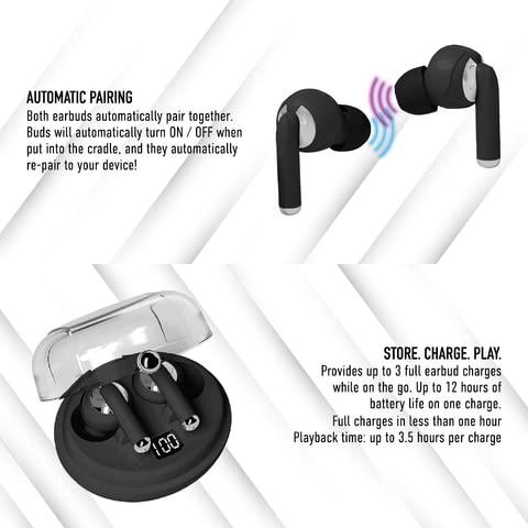 Gabba Goods GabbaGoods TrueBuds Chrome Wireless Earbuds, Bluetooth 5.3, 20Hrs Playtime, LED Power Display Charging Case,Touch Control, Voice Assisstant Compatible, Comfortable Secure Fit, Long Distance Connection